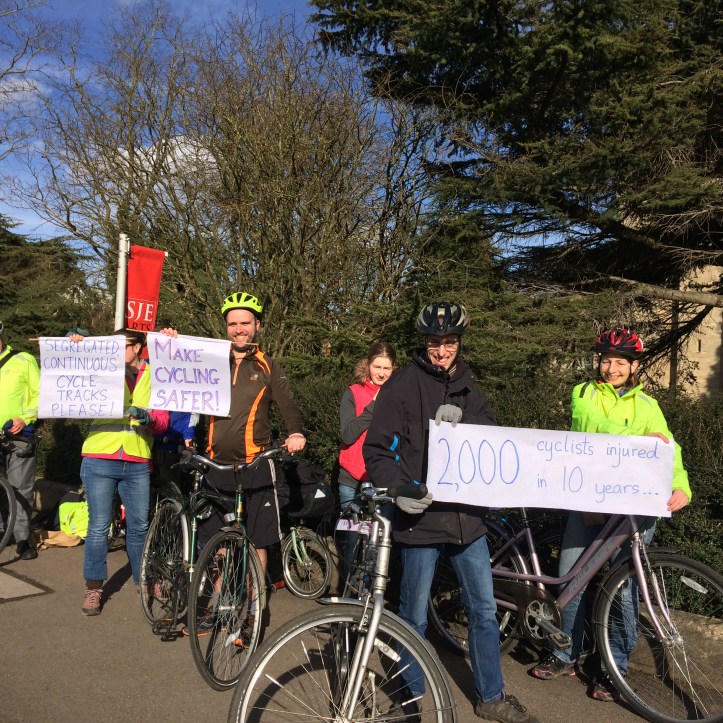 Residents demonstrate for safer cycling along the Iffley Road.JPG